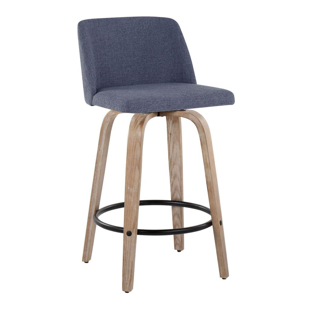 Toriano - Contemporary Fixed-Height Counter Stool & Swivel with Round Footrest (Set of 2)