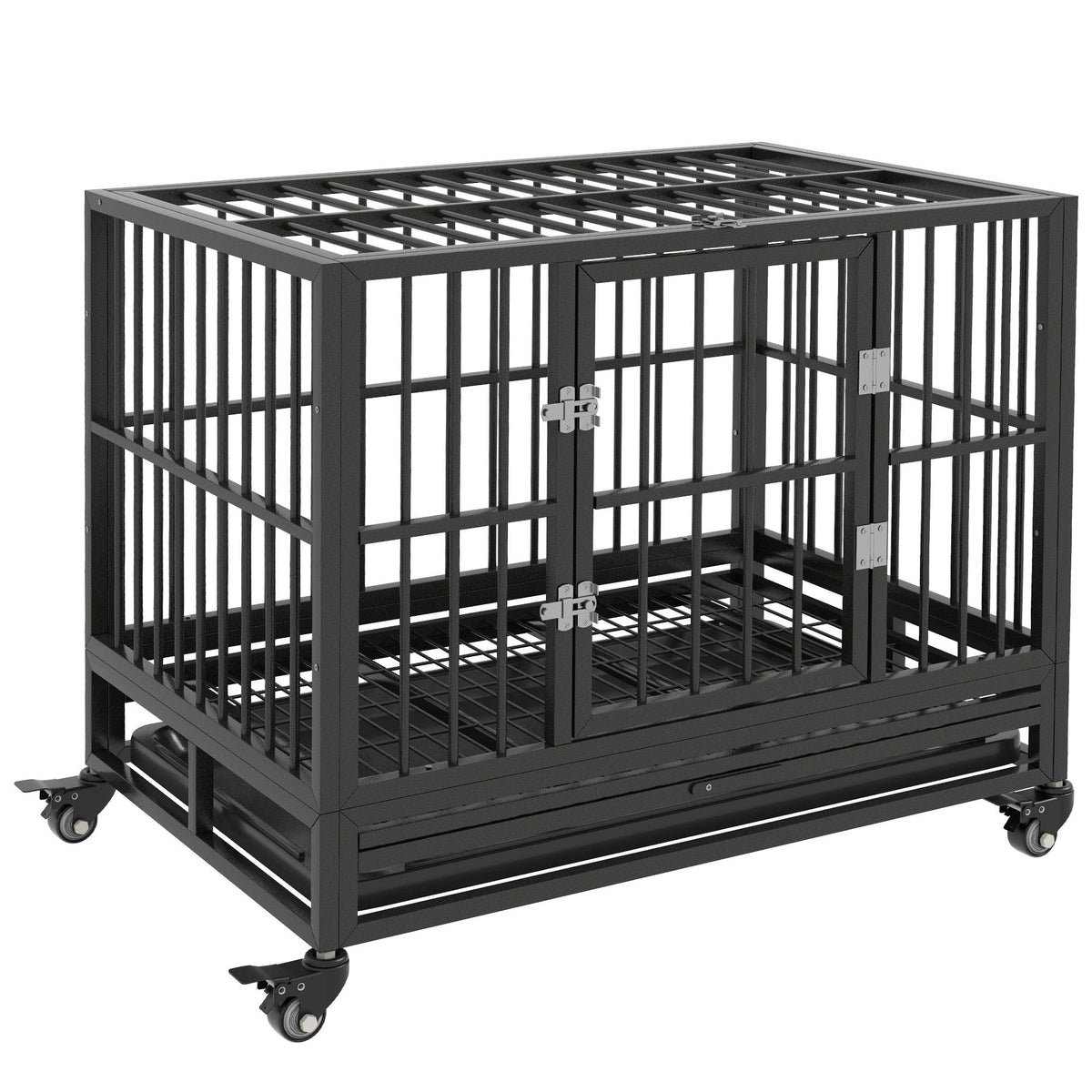 Pawhut 36" Heavy Duty Dog Crate Metal Cage Kennel