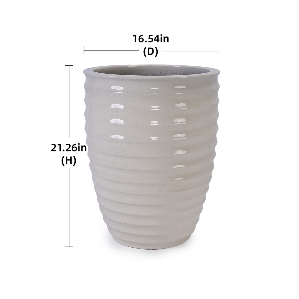 White Flowerpot Planter with Durable Construction - White