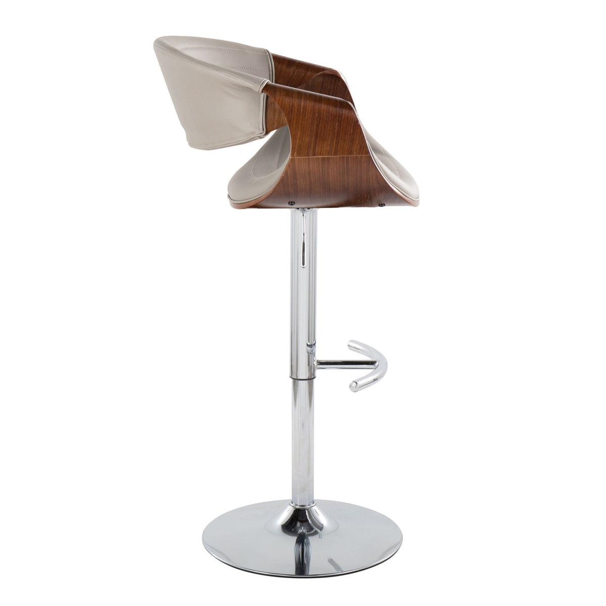 Mid Century Modern Adjustable Barstool Set of 2 with Swivel Footrest - Pearl Silver, Beige, Black