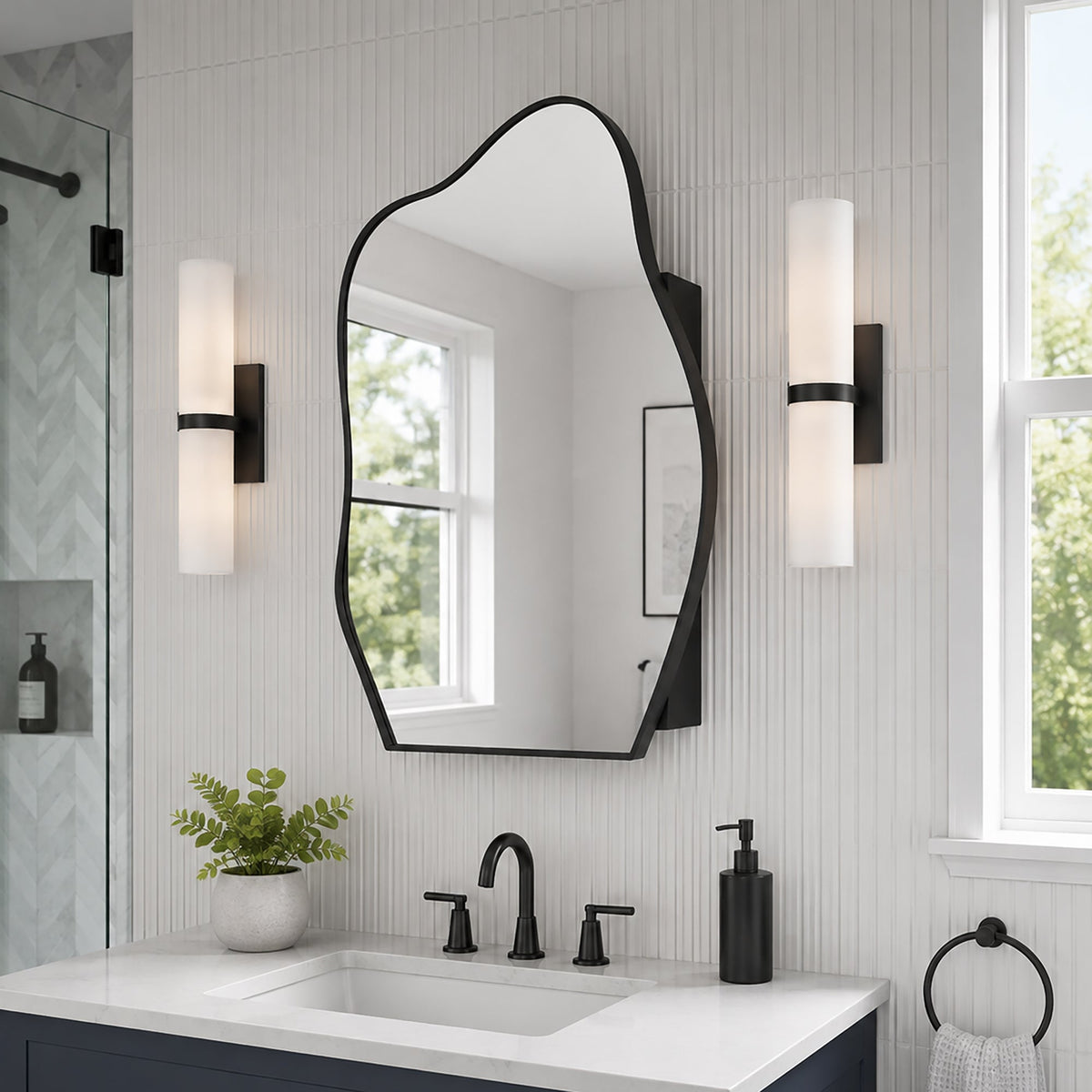 Irregular Cloud-Shaped Medicine Cabinet with Adjustable Glass Shelves - Matte