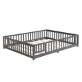 Solid Wood Floor Bed With Door And Fence For Children