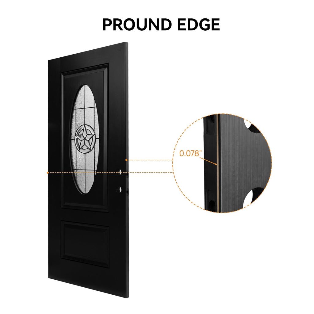 36"x80" Fiberglass Front Door with Durable Construction - Black