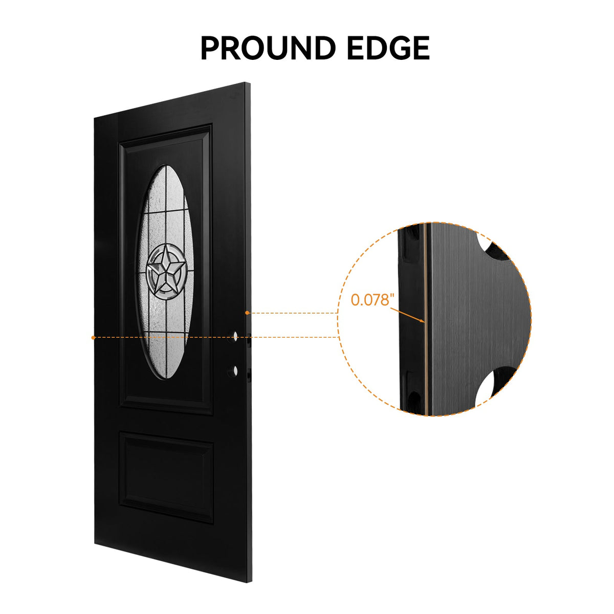 36"x80" Fiberglass Front Door with Durable Construction - Black