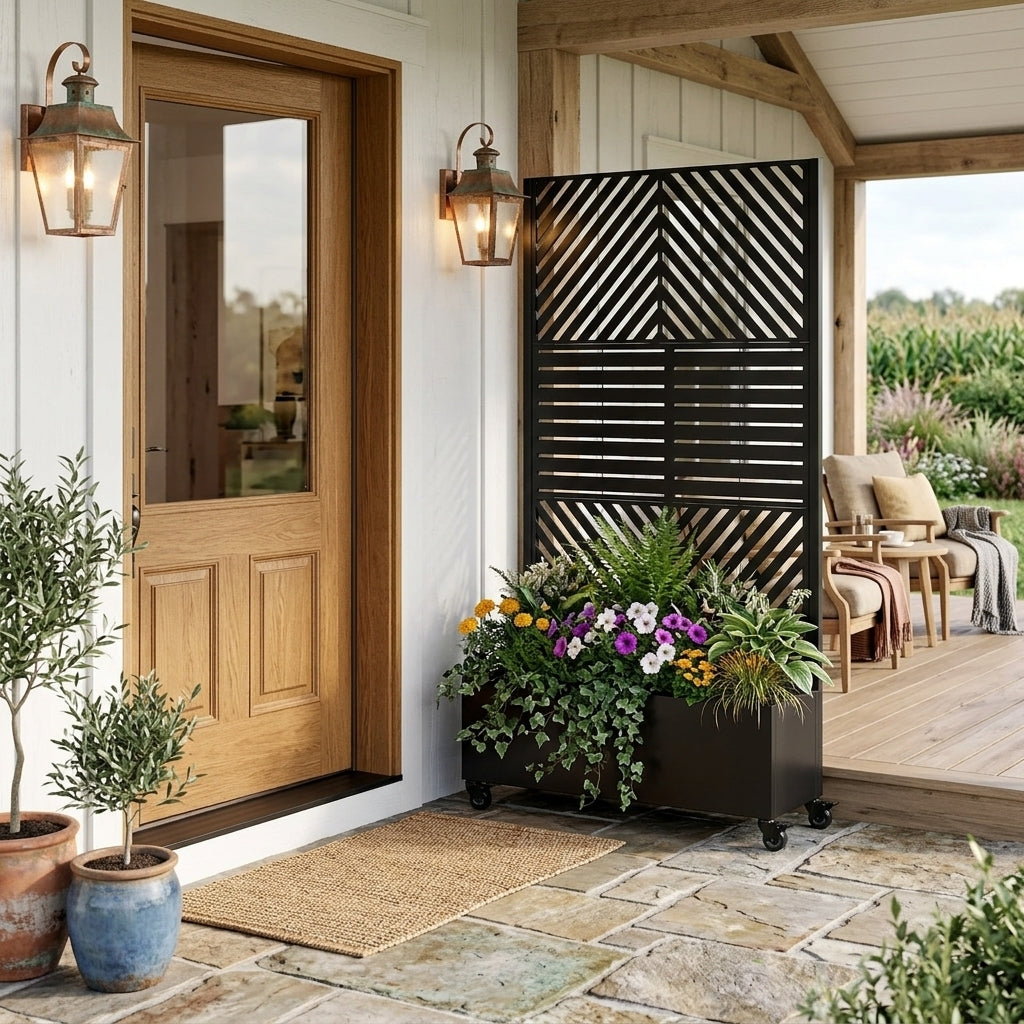Metal Planter Box with Trellis