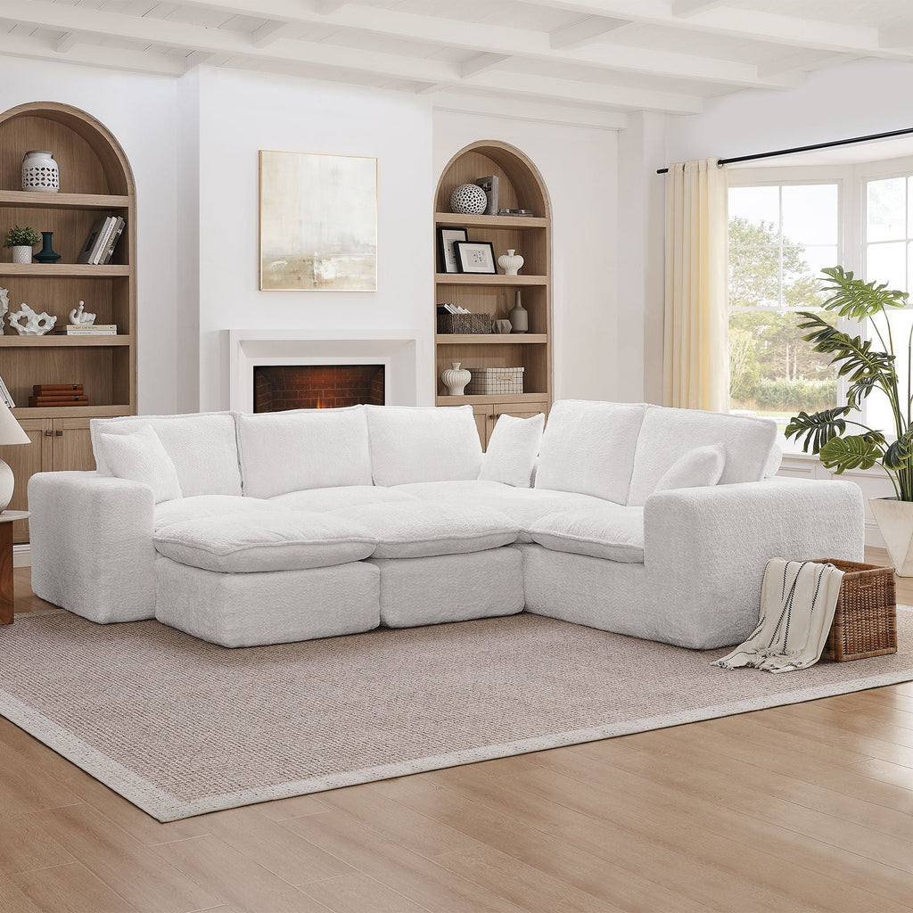 Sectional Sofa with Moveable Ottoman and Modular Design - Multiple Colors