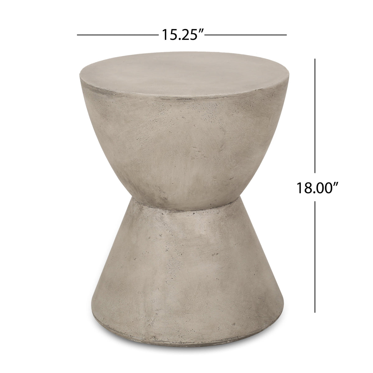 Outdoor Lightweight Concrete Side Table, Light Gray