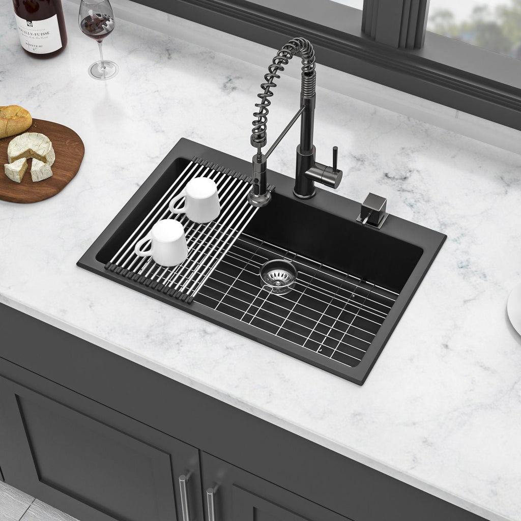 Quartz Kitchen Sink with Durable Design - Black or White