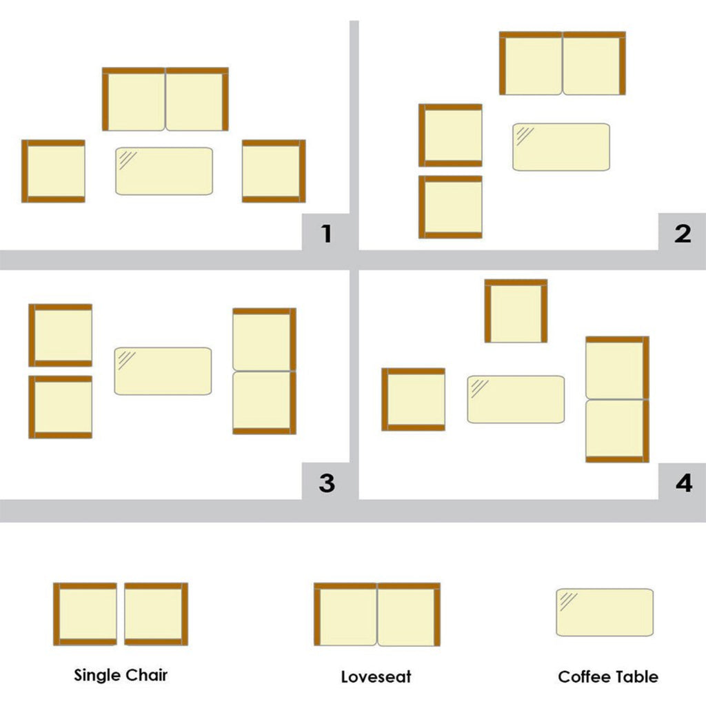 4-Piece Outdoor Rattan Patio Furniture Set With Cushions & Coffee Table (SAK75463)