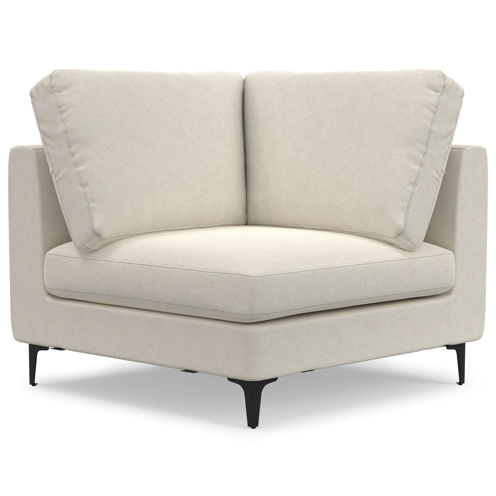 Mid Century Corner Sectional Sofa with Feather Cushions - Beige or Dark Gray