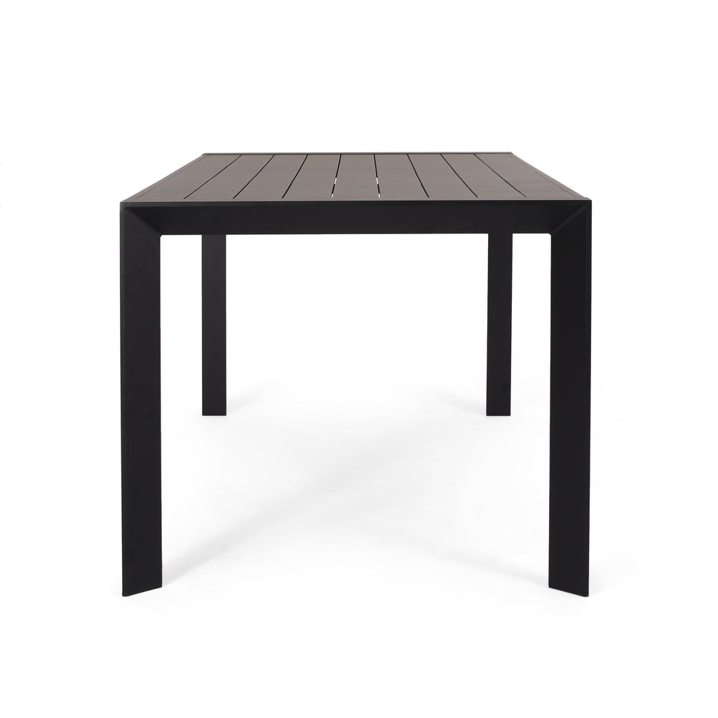 Templin Rectangle Dining Table with Sleek Aluminum Frame - Grey