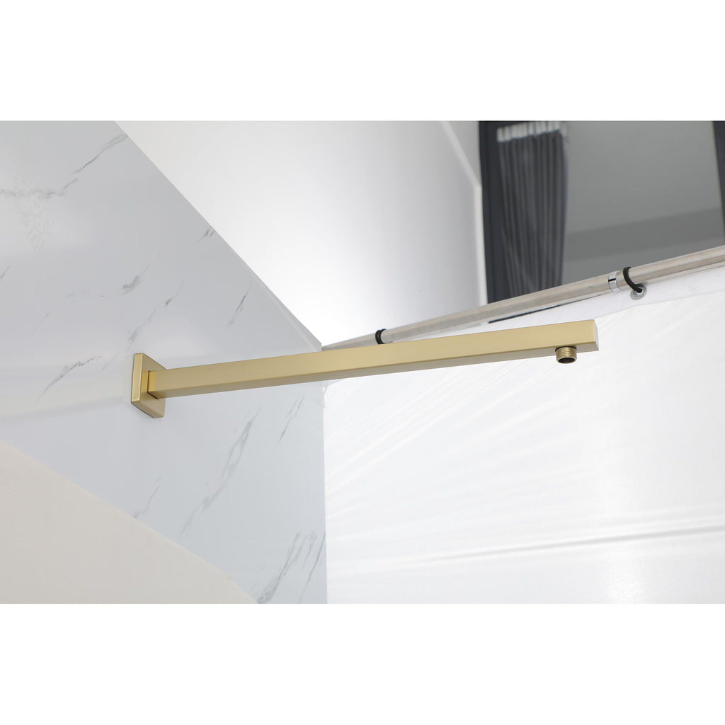 Wall Mounted Shower Arm with Flange – 16" Stainless Steel - Gold, Black, Gray