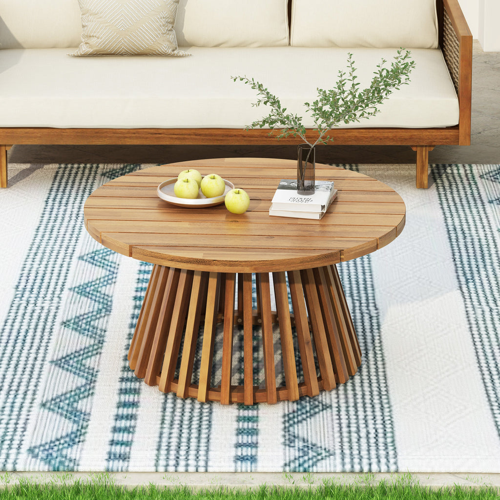 Acacia Wood Patio Furniture Set: Outdoor Daybed & Coffee Table