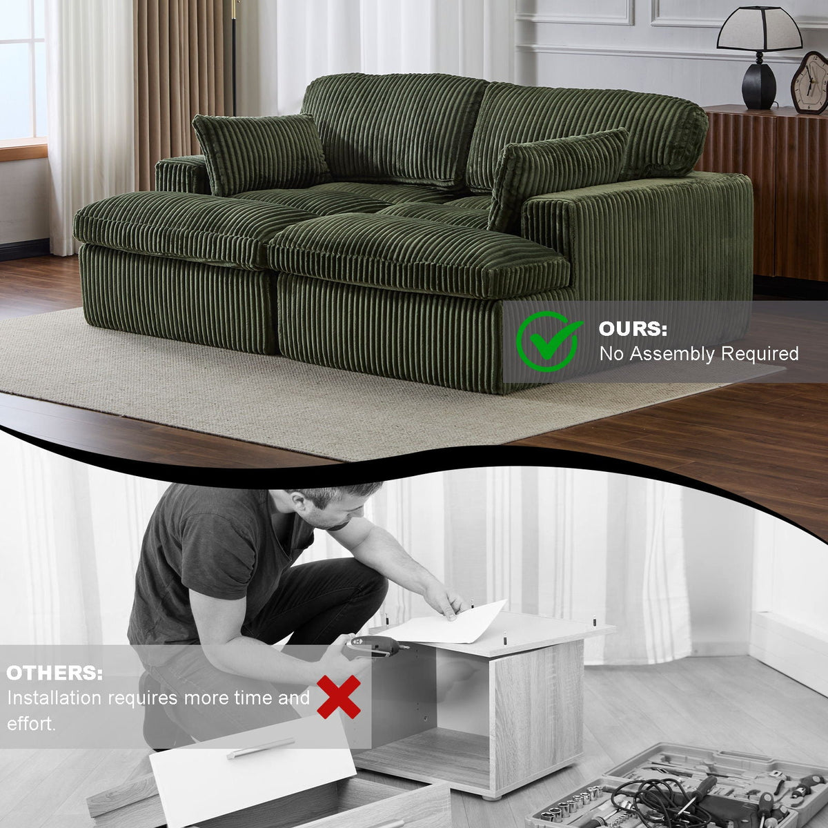 Double Chaise Lounge Chair, Oversized Upholstered Sleeper Cloud Couch