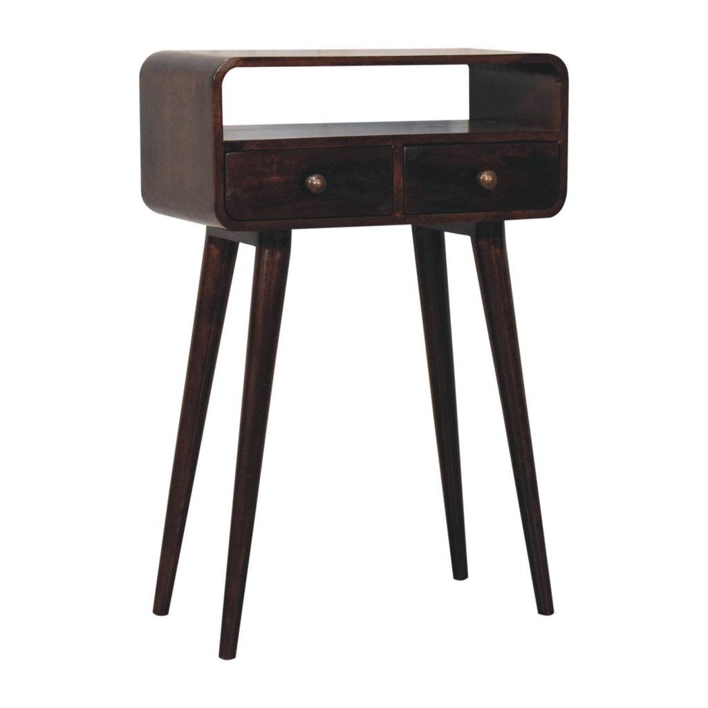 Solid Wood Mini California Console Table with Storage Drawers - Walnut
