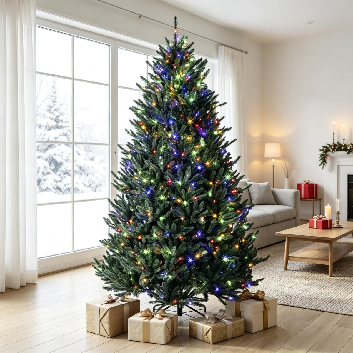 Prelit Colorado Christmas Tree with Built-In Lights - Green