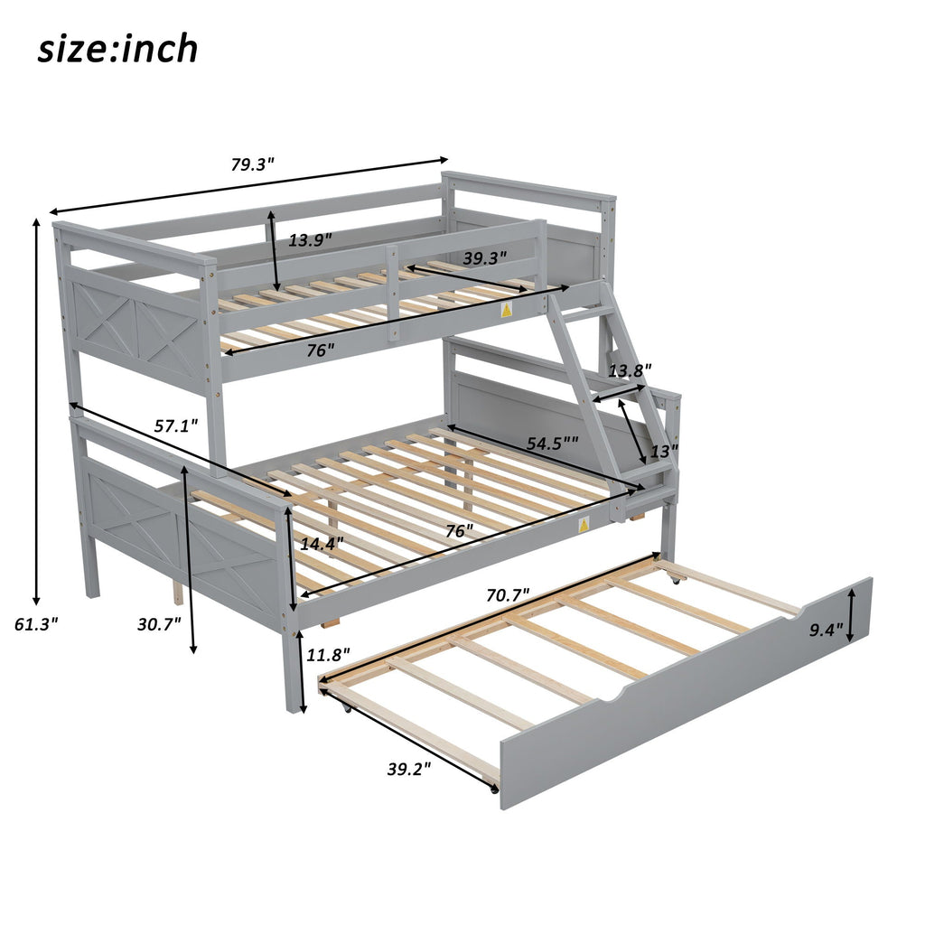 Twin Over Full Bunk Bed with Ladder and Storage Options - White or Dark Gray
