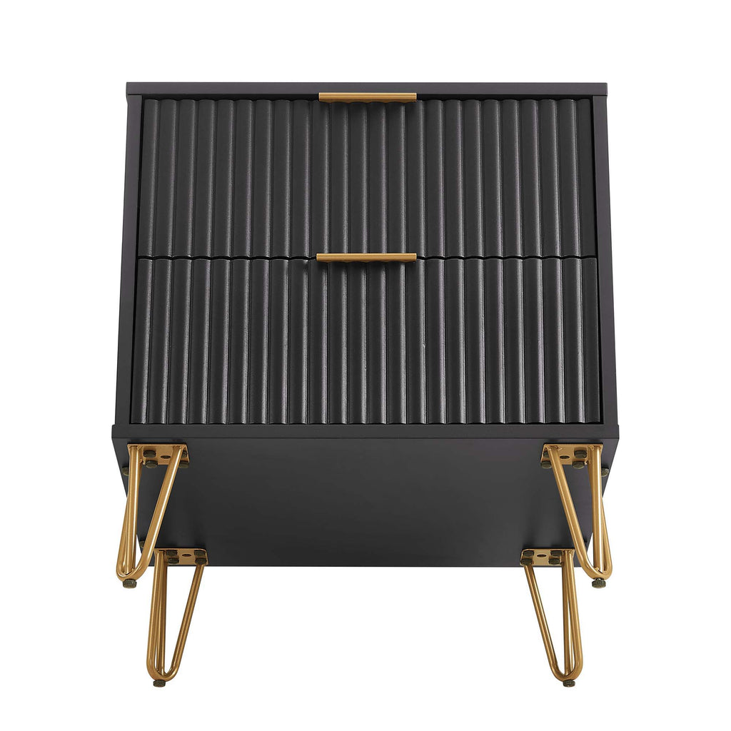 Dumbo Nightstand with 2 Drawers and Fluted Fronts – Multiple Colors
