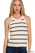 Zenana Stripe Sweater Tank Top