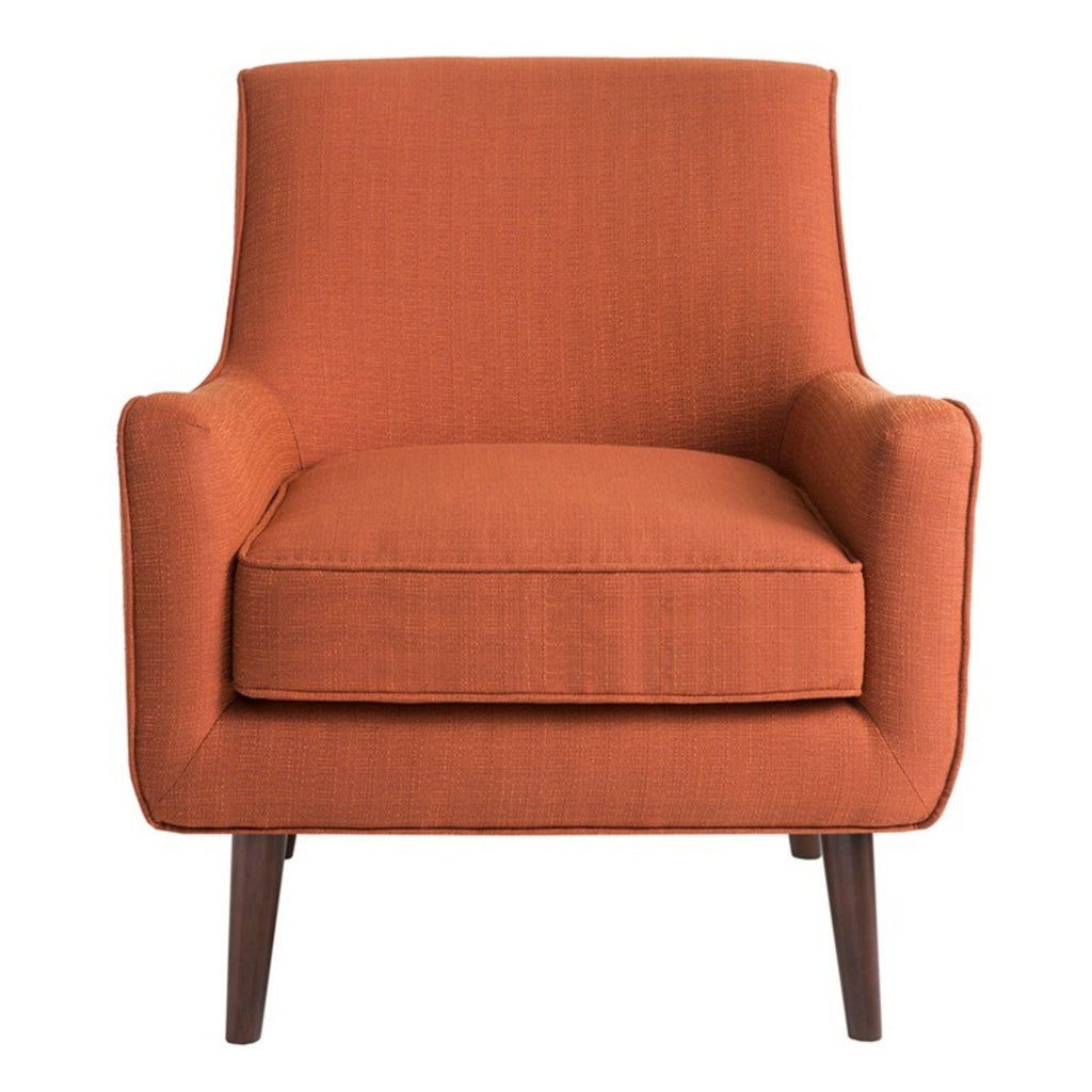 Burnt Orange Accent Chair Upholstered with Solid Wood Legs