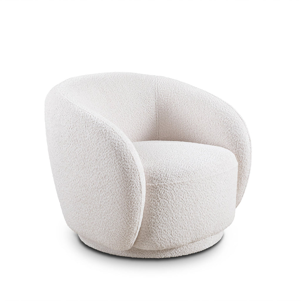 Luxury Modern Sofa Couch with Boucle Fabric - White/Beige