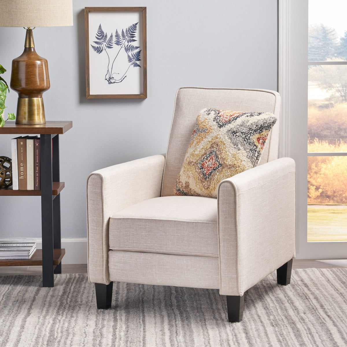 Upholstered Push Back Recliner Chair with Adjustable Recline - Multiple Colors