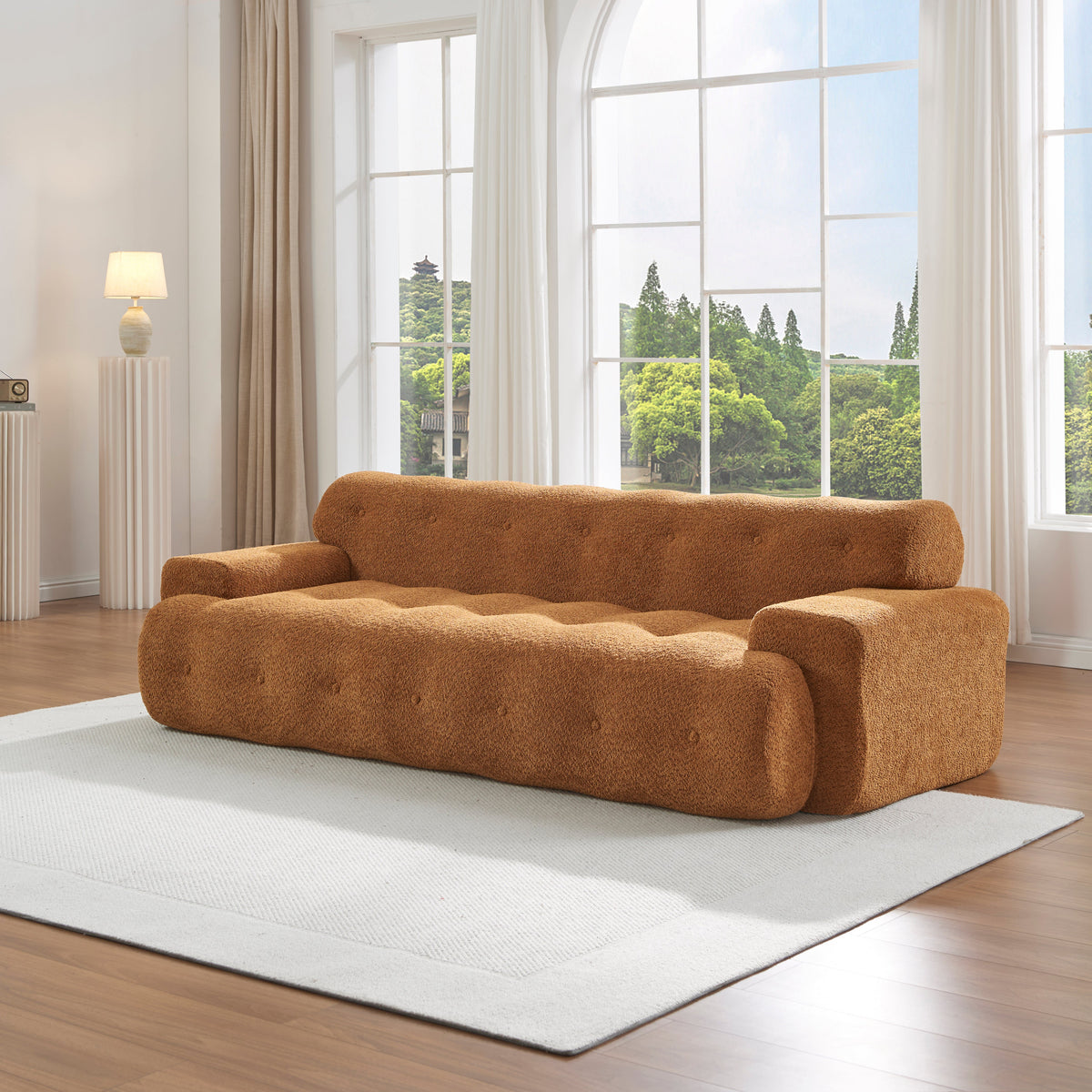 88 in. Boucle 3 Seater Sofa with Button Tufted Upholstery - Nomad