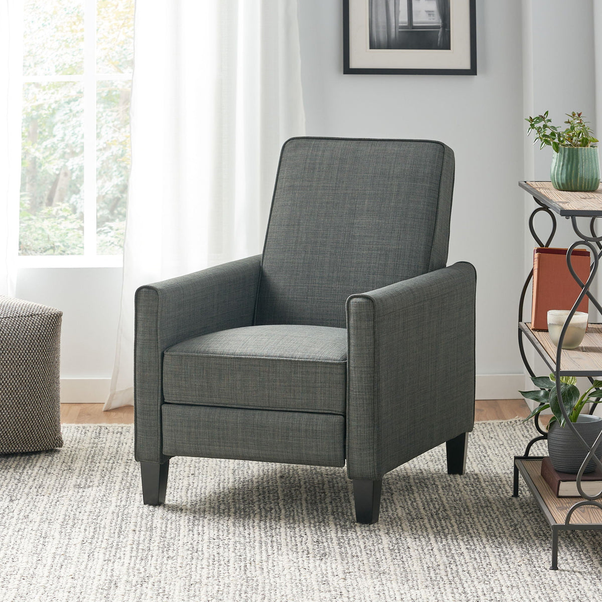 Upholstered Push Back Recliner Chair with Adjustable Recline - Multiple Colors