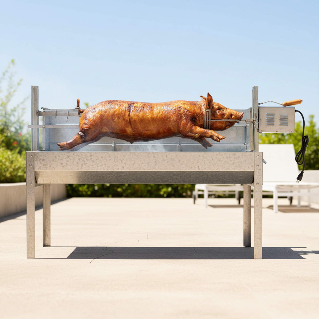 52-Inch Stainless Steel Charcoal Rotisserie Spit Roaster With Wind Shield (SAK37482)