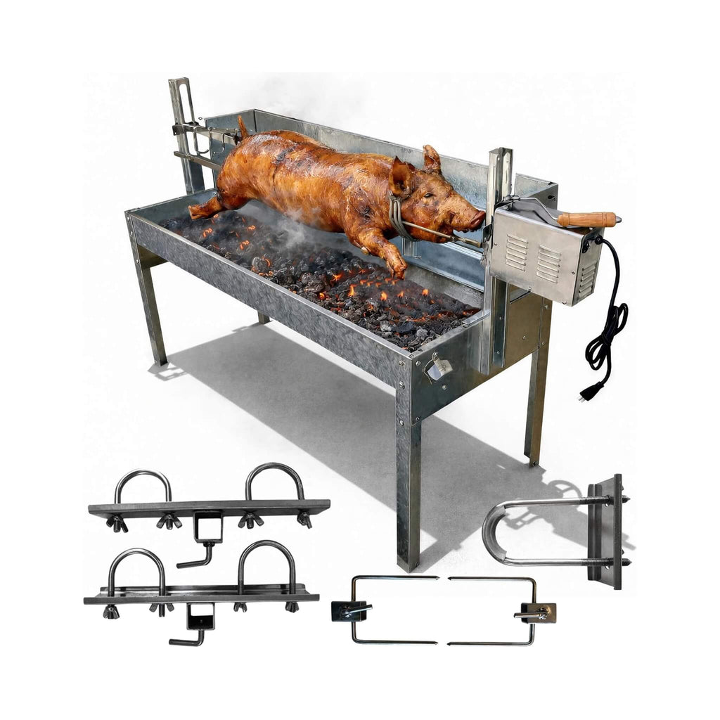52-Inch Stainless Steel Charcoal Rotisserie Spit Roaster With Wind Shield (SAK37482)