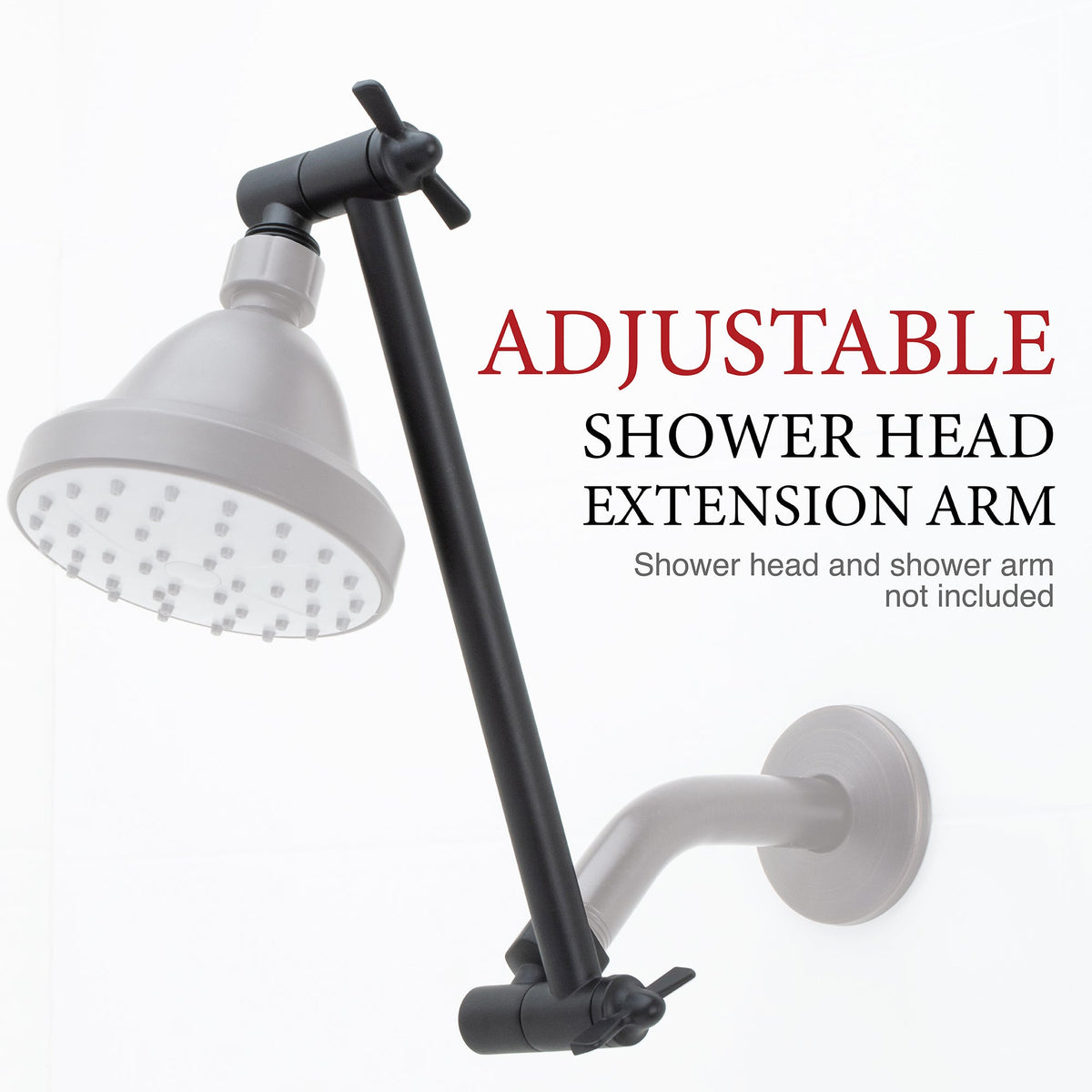 10 in. Solid Brass Shower Head Extension Arm (Black Finish)