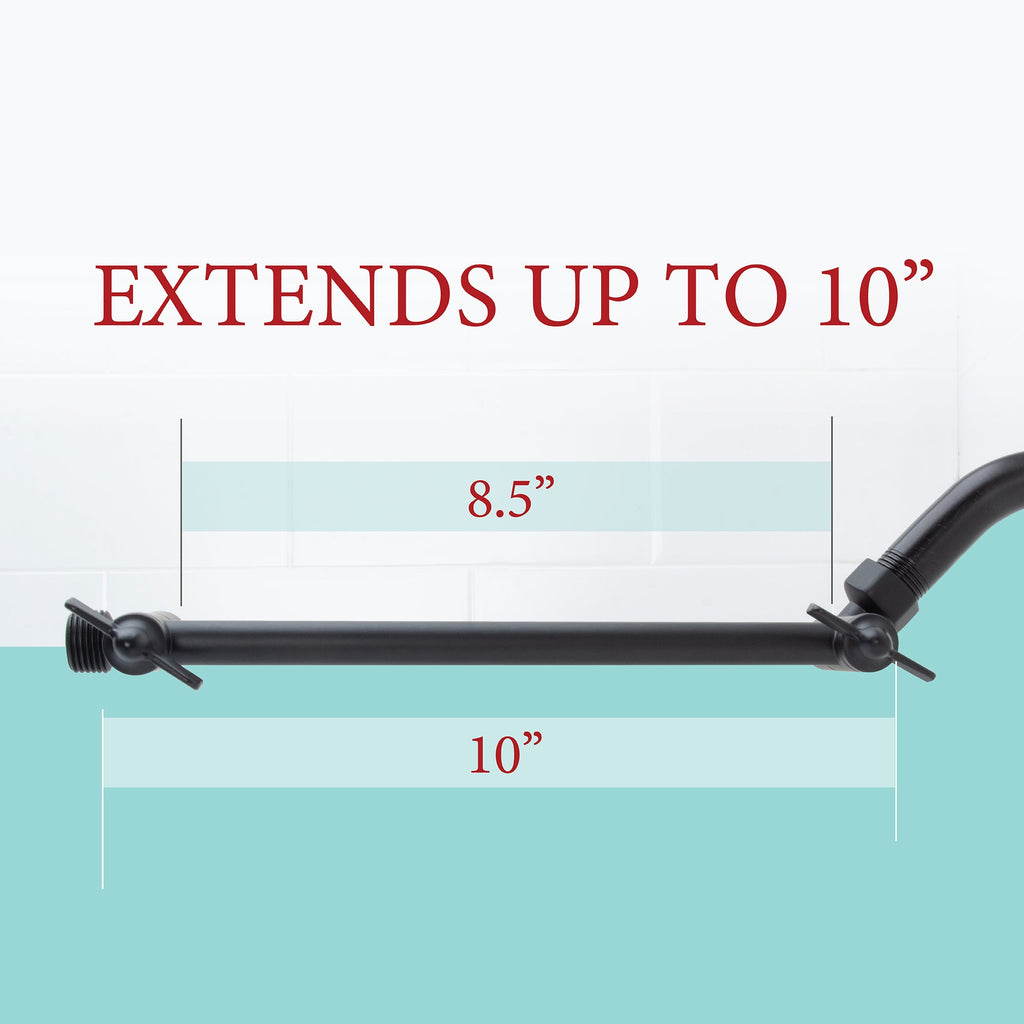 10 in. Solid Brass Shower Head Extension Arm (Black Finish)