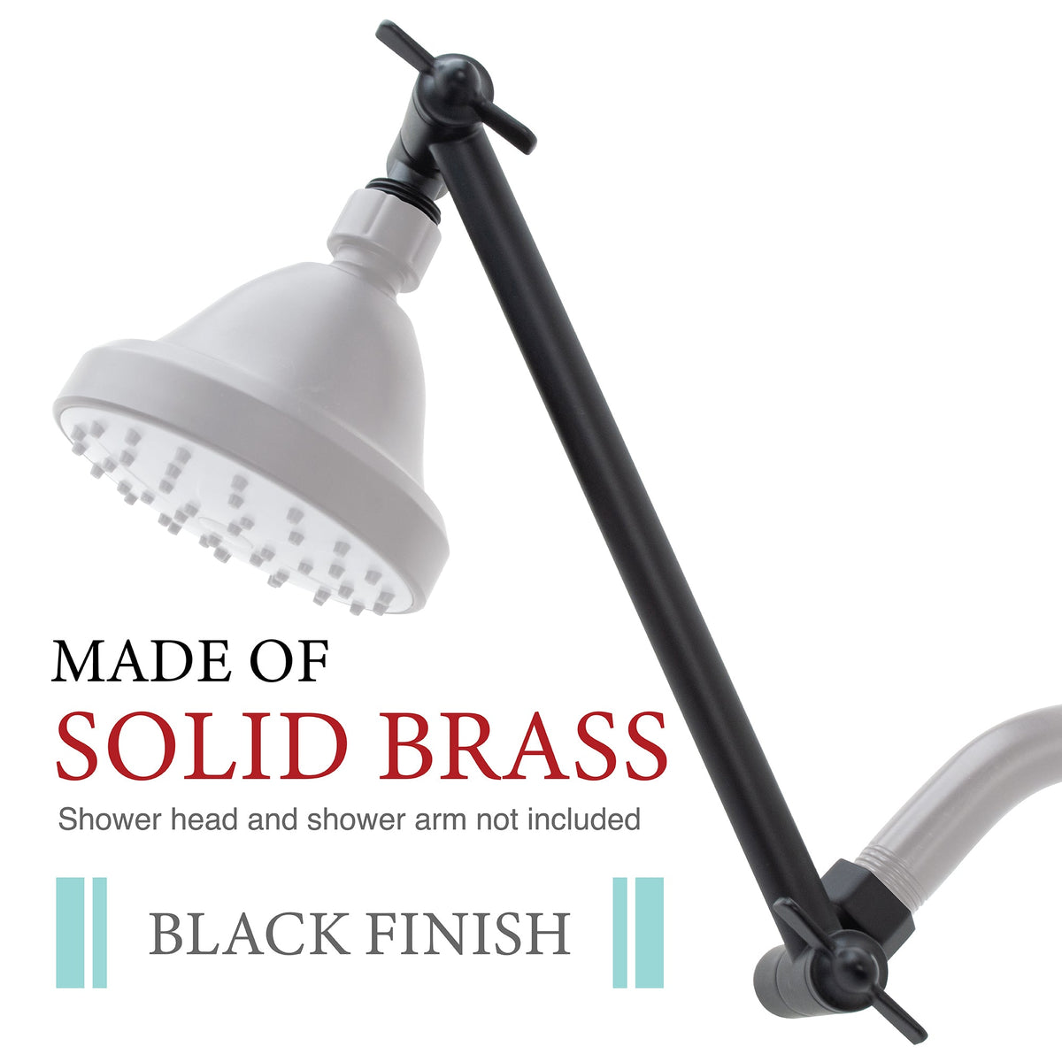 10 in. Solid Brass Shower Head Extension Arm (Black Finish)