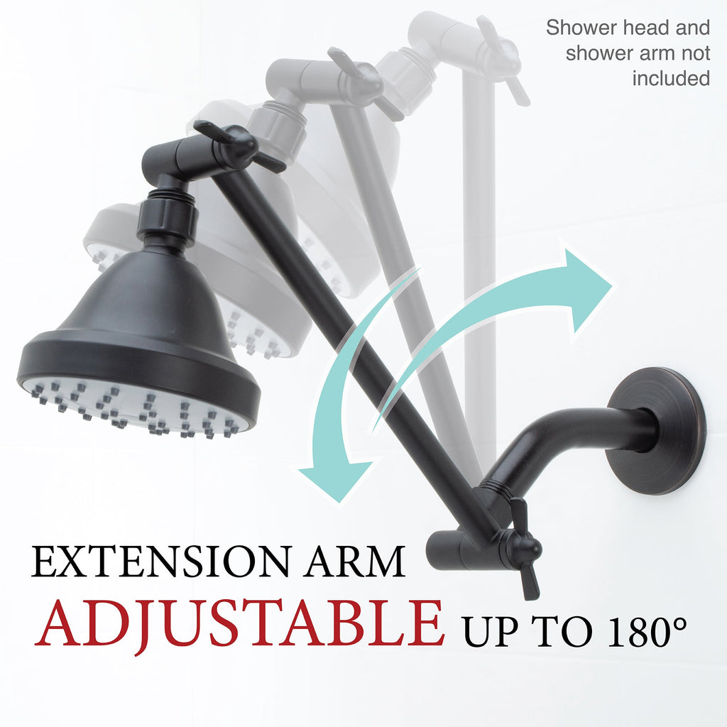 10 in. Solid Brass Shower Head Extension Arm (Black Finish)