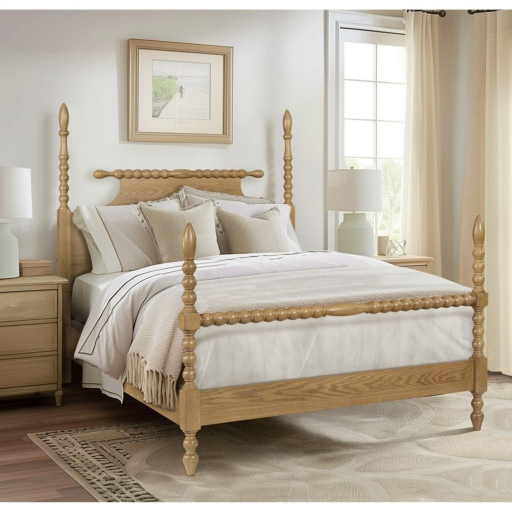 Queen Platform Bed with Turned Legs - Natural