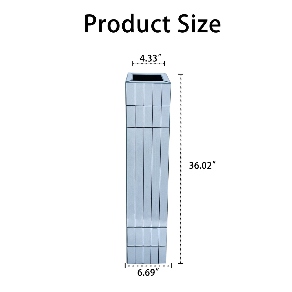 Mirrored Floor Vase with Modern MDF Construction - 36.02" Tall