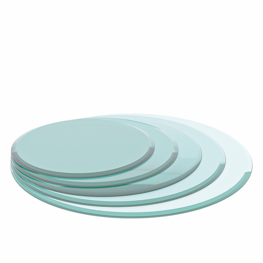 30" Round Tempered Glass Table Top with Beveled Polished Edge - Transparent