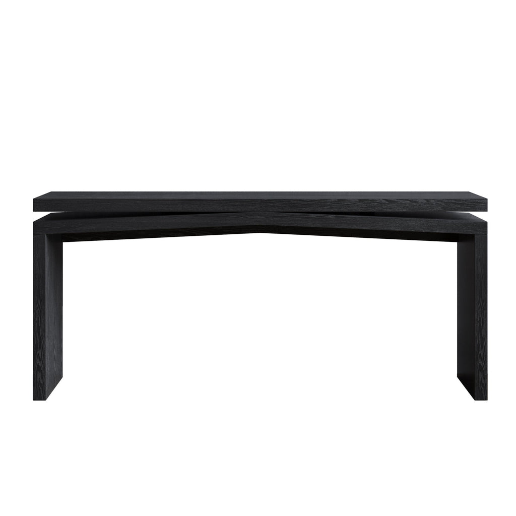 65-Inch Rustic Solid Wood Veneer Console Table