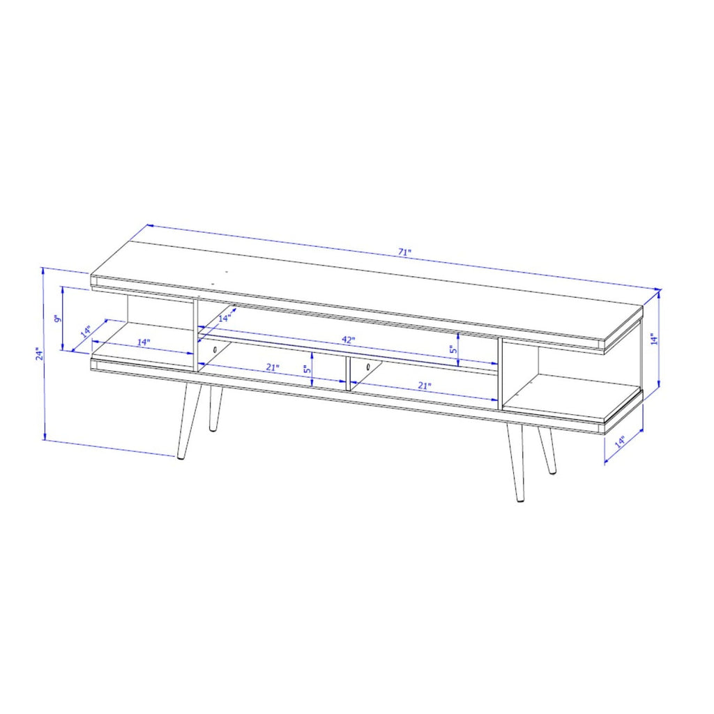 Mid-Century Modern TV Stand with Adjustable Storage - White