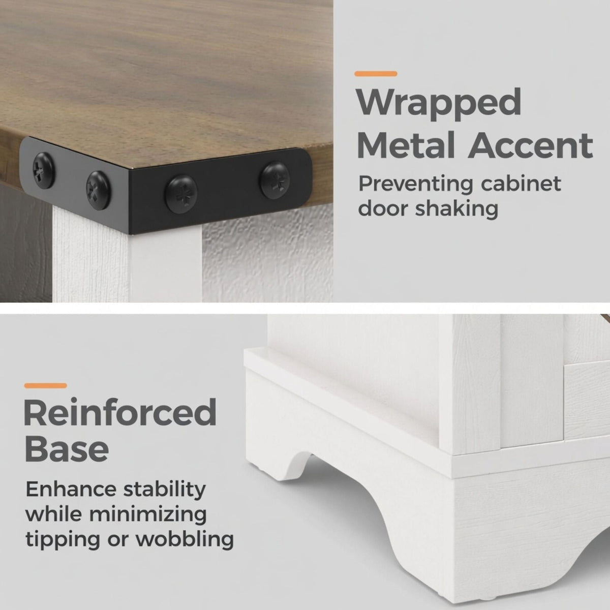Farmhouse Nightstand with Charging Station & Storage - White