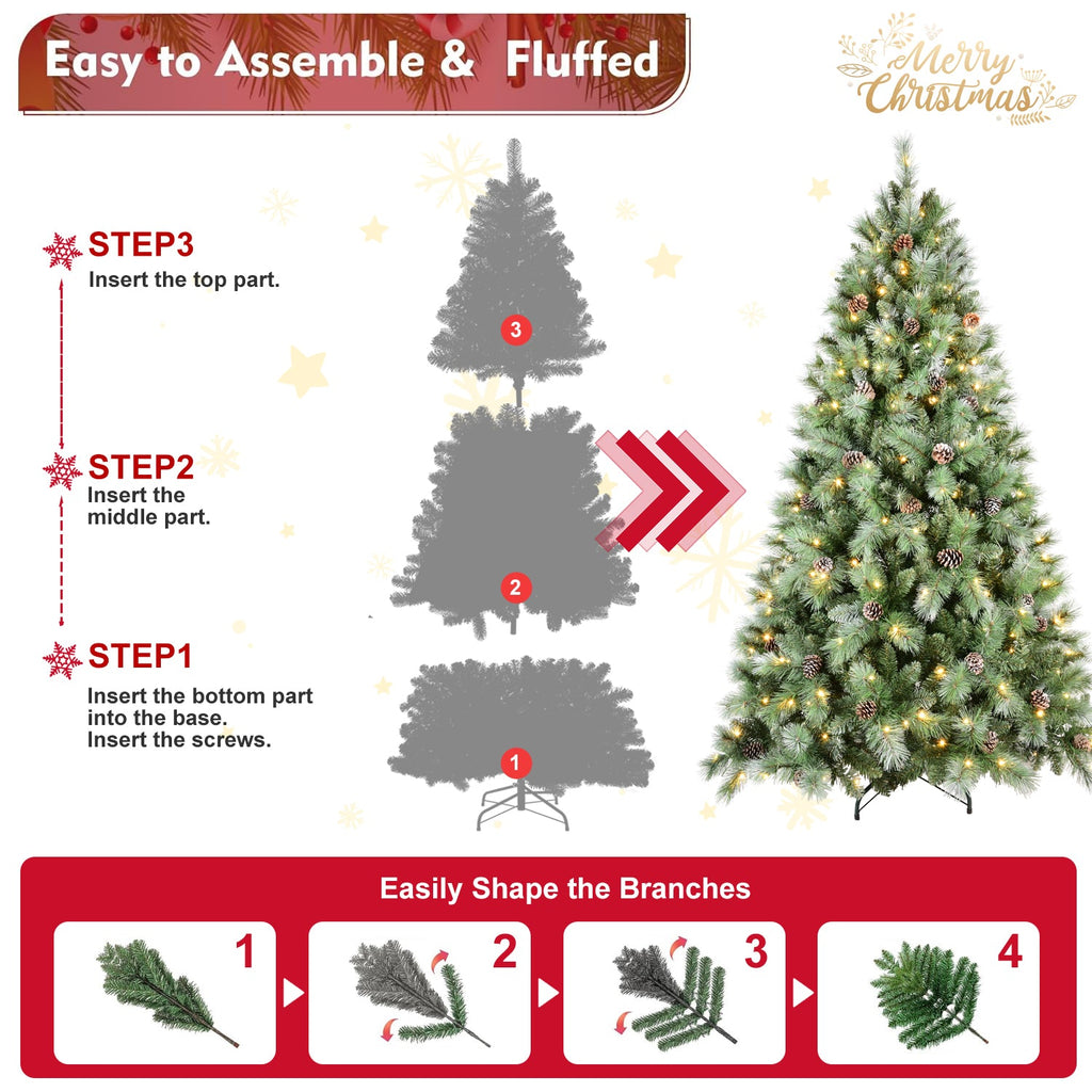 Premium 5FT Christmas Tree with 200 Warm Lights - Warm White