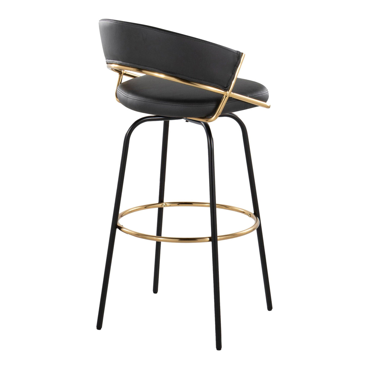 Fixed Height Contemporary Barstool Set with Swivel Footrest - Black or White