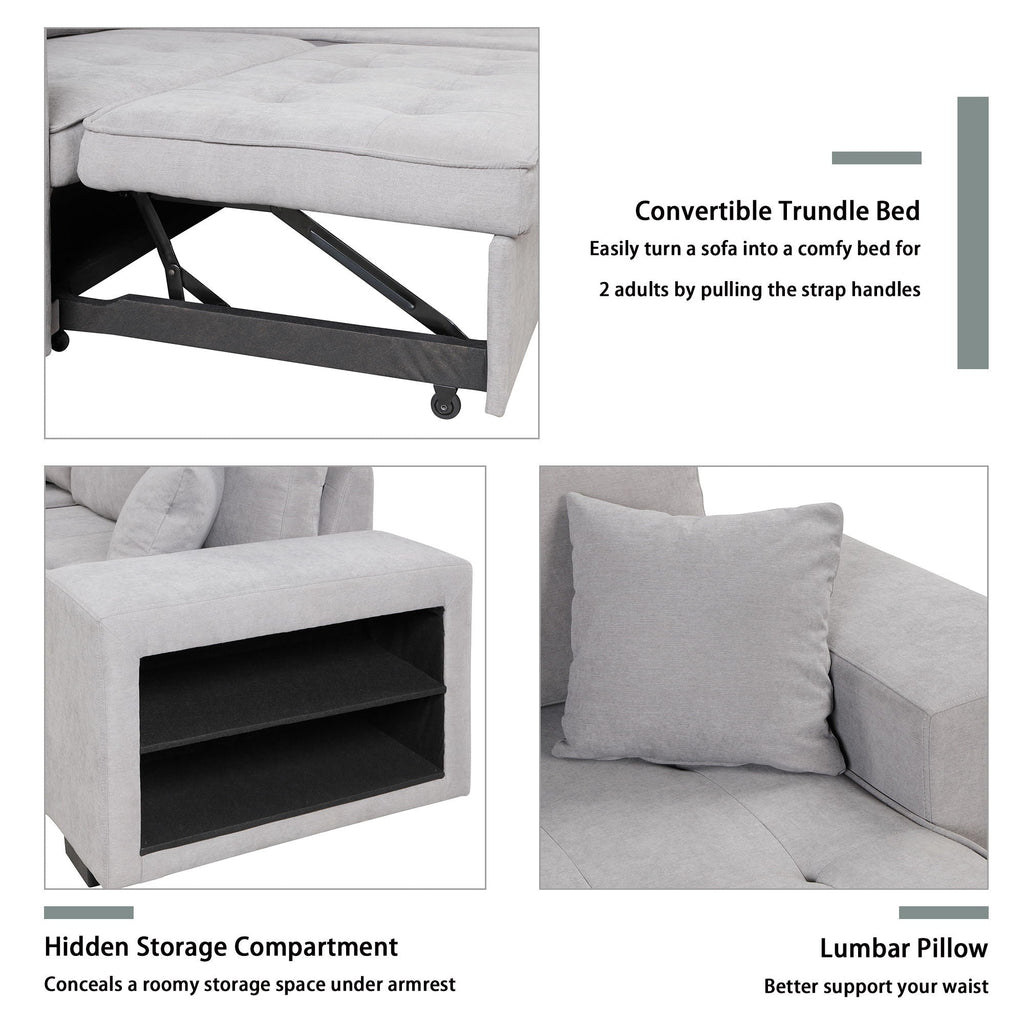 Reversible L-Shape Sleeper Sectional Sofa with Storage Chaise and 2 Stools - Multiple Colors
