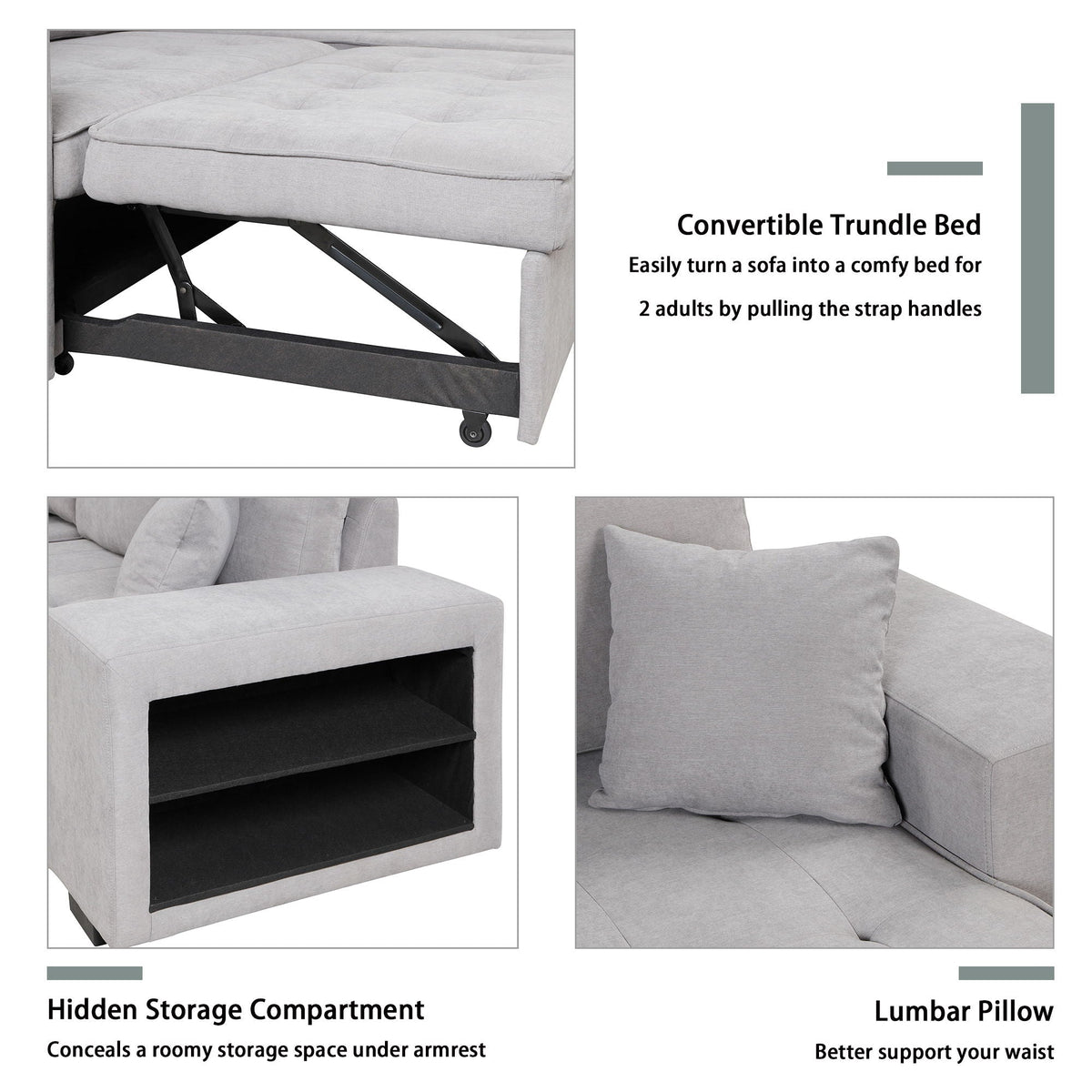 Reversible L-Shape Sleeper Sectional Sofa with Storage Chaise and 2 Stools - Multiple Colors