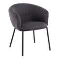 Contemporary Side Chair with Padded Seat and Black Metal Frame - Charcoal
