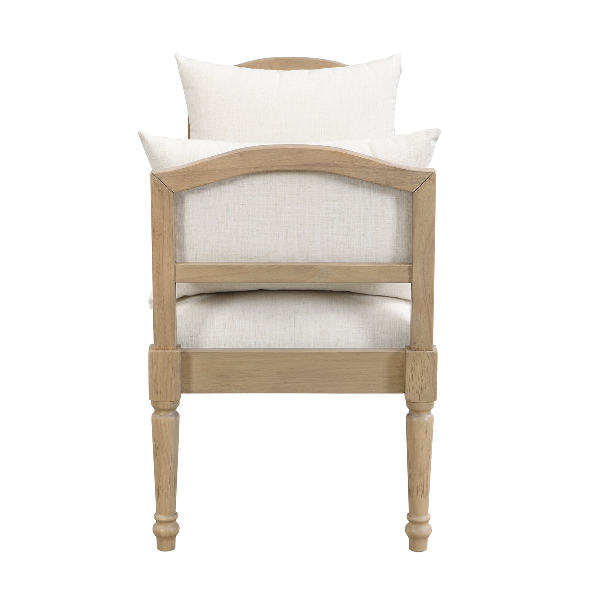 Upholstered Bench with Turned Legs & Side Cushions - Beige or Greige