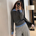 New Autumn Winter Women Mock-Two-Piece Knit Sweater