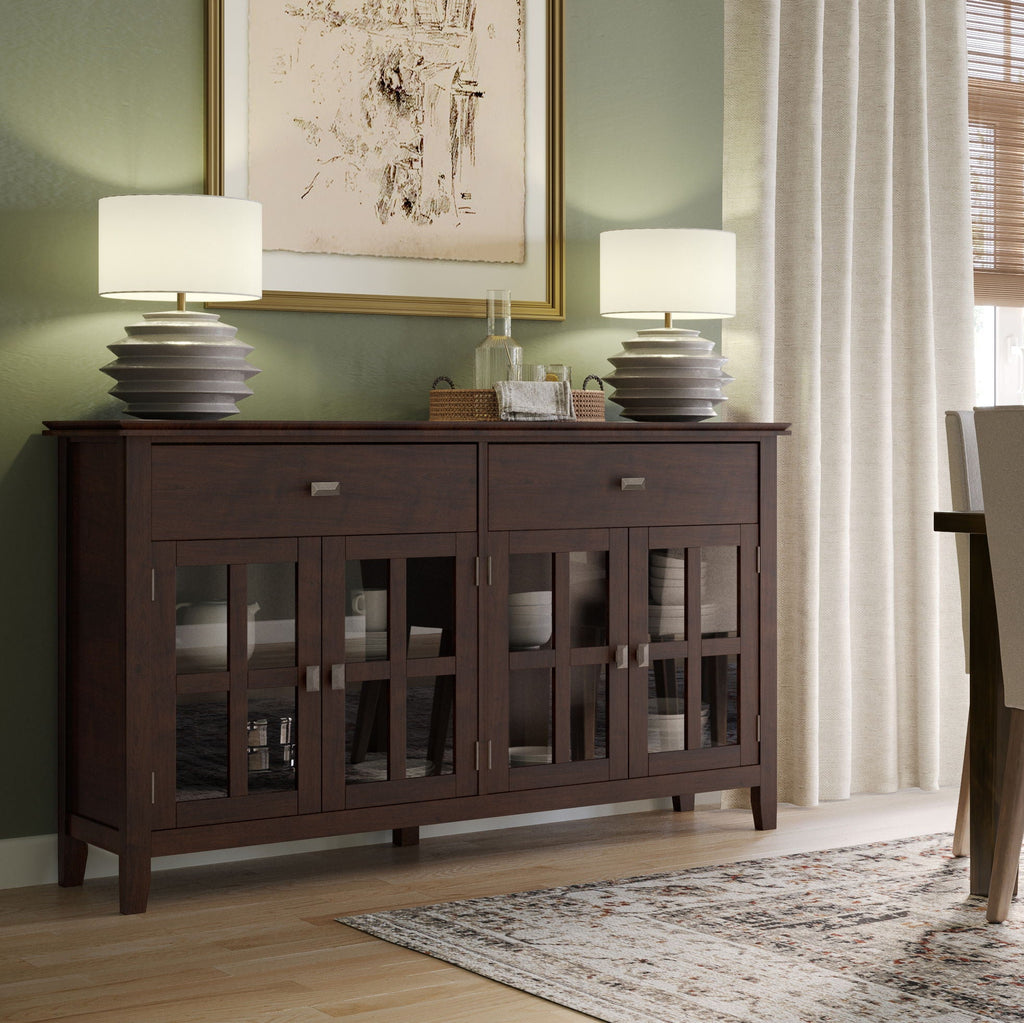 Artisan 4 Door Sideboard Buffet with Adjustable Shelves - Dark Brown or Black