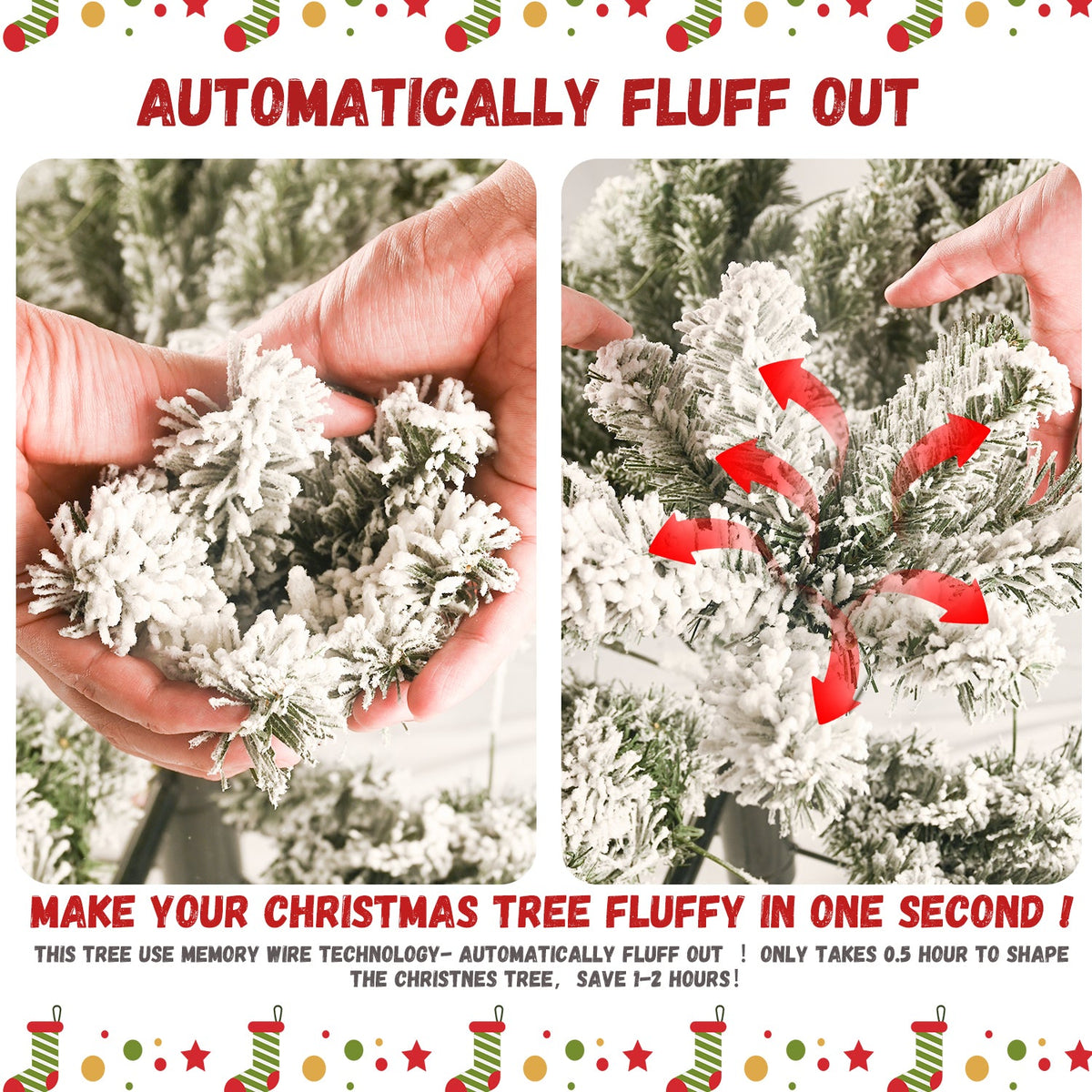 4FT Flocked Christmas Tree with 350 Tips and Metal Stand