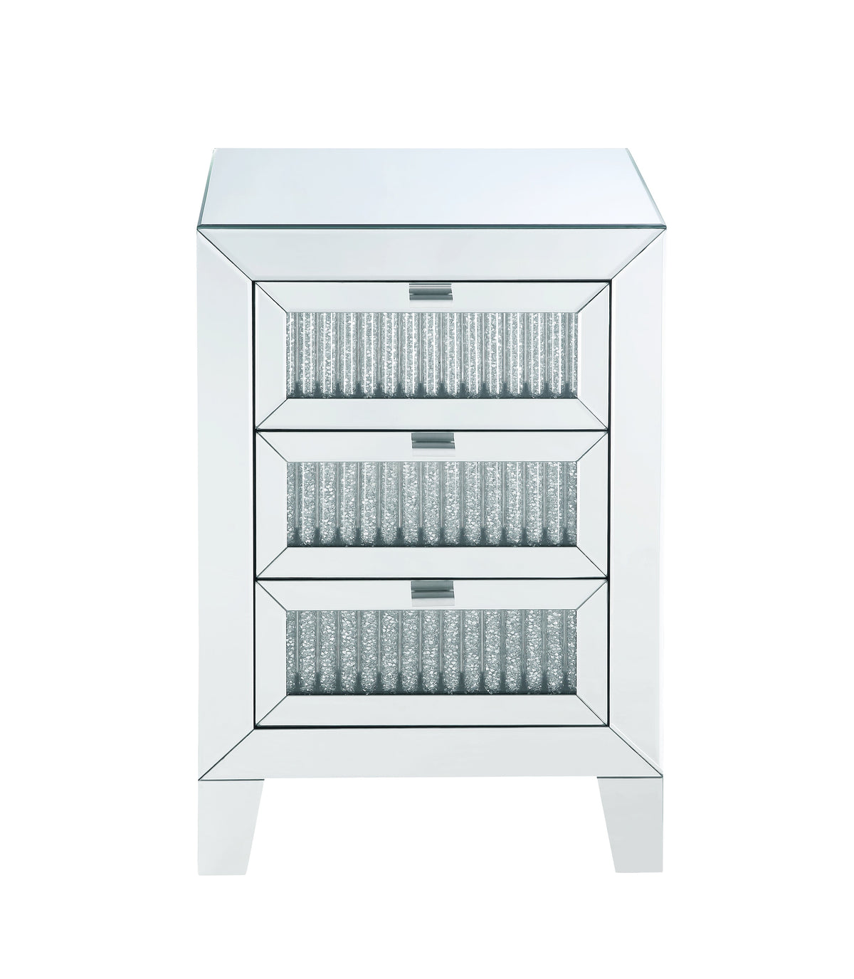Mirrored Accent Table with Faux Diamond Inlays - Silver